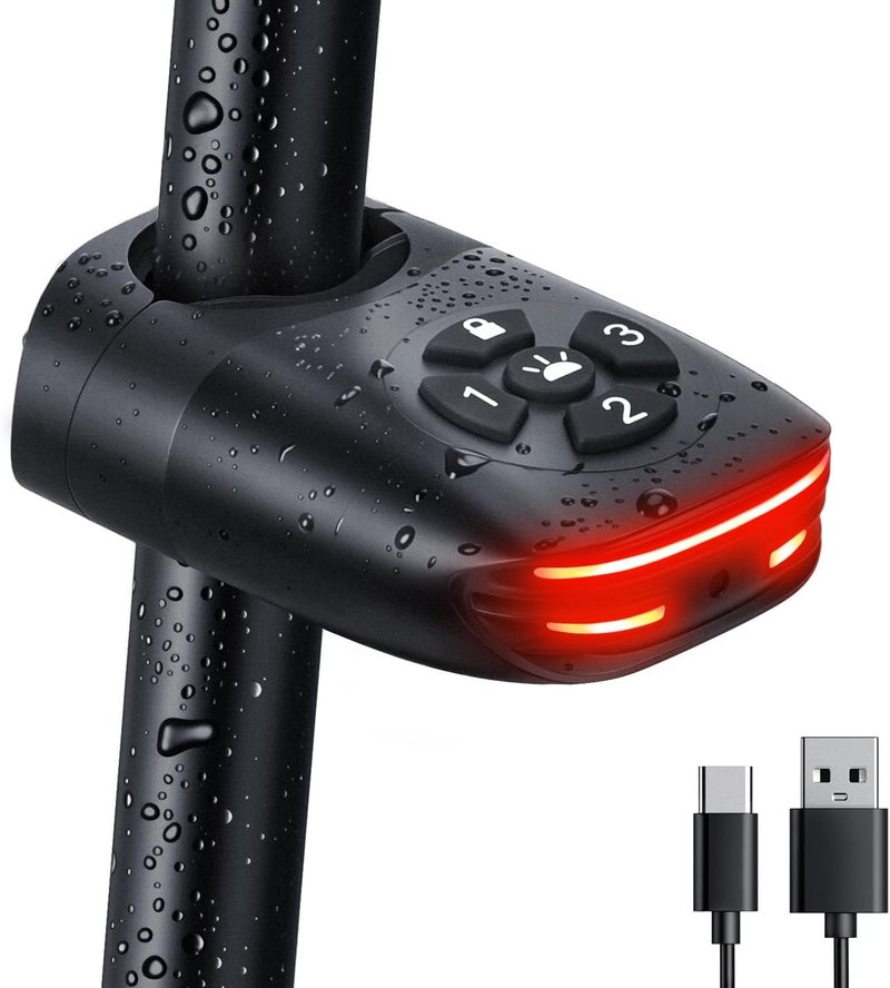Onvian جهاز إنذار دراجة 2 في 1 مع ضوء خلفي، قابل للشحن عبر USB، إنذار دراجة مضاد للسرقة بقدرة 105 ديسيبل مع مستشعر فرامل، مقاوم للماء IP65، 4 أوضاع أمان وميض، مستشعر اهتزاز لتحذير الدراجة الكهربائية بشحن سريع 1.5 ساعة - Image 1